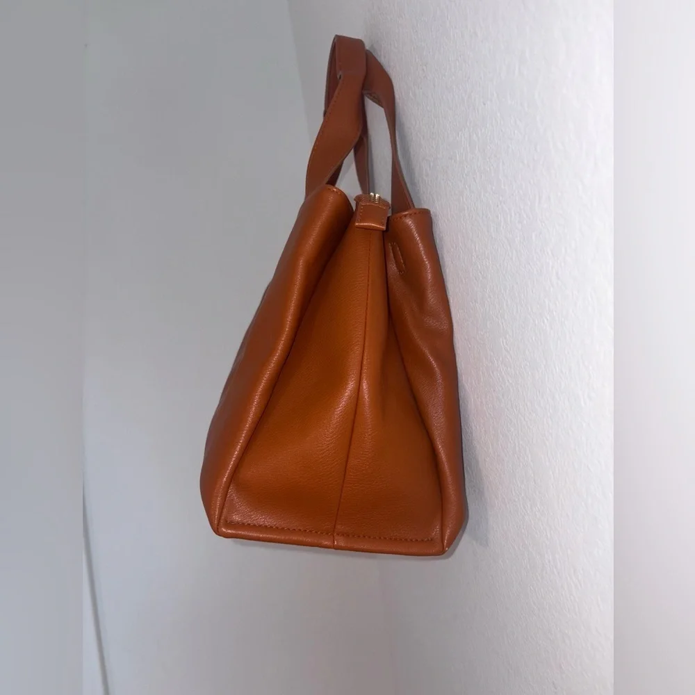 Faux Leather Work Tote Handbag - Picture 4 of 17
